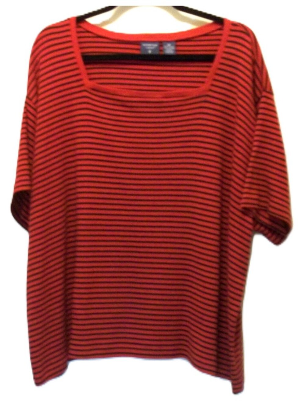 Used Women's 3XLP Petite Mountain Lake II SS Striped Square Neck Top
